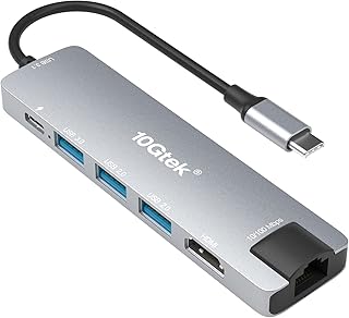 USB C hub 6 in 1 USB C to HDMI multiport Adapter with 4K HDMI+USB 3.0+2 USB 2.0+RJ45+PD Compatible for MacBook Pro/Air, ipad Pro, Dell XPS, Samsung Galaxy, Google PixelBook and More Type c Devices