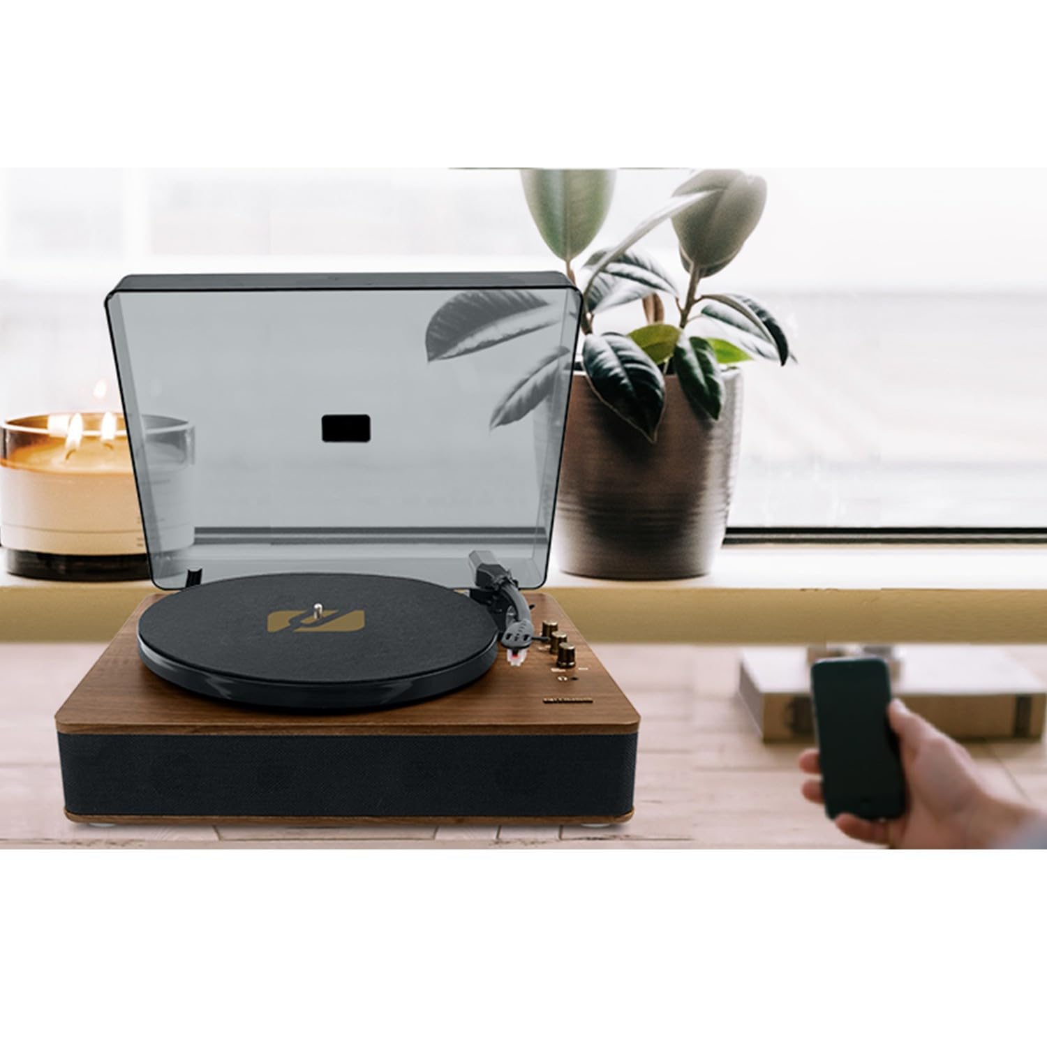 BMI Platine Vinyle Muse MT-106 BT, 3 Vitesses 33/45/78 Tours, Stéréo 2x5W - Bluetooth, Port USB pour la Lecture et l'encodage