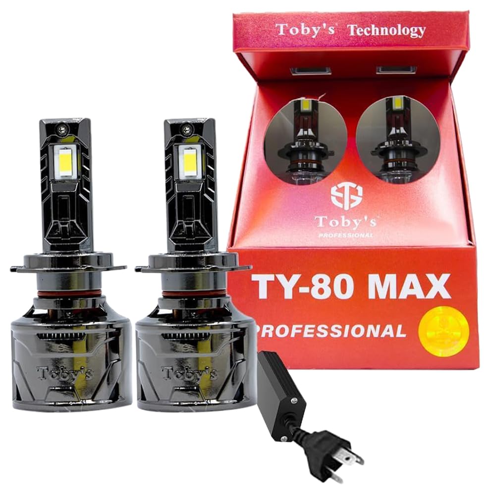 Toby’s TY80 MAX H4 2 Pieces 160W (Pair) Original Tested LED Headlight Bulb Assembly 16000 Lumens(Pair) 80W/Piece Power Xtreme Bright With Color Temperature 6500K