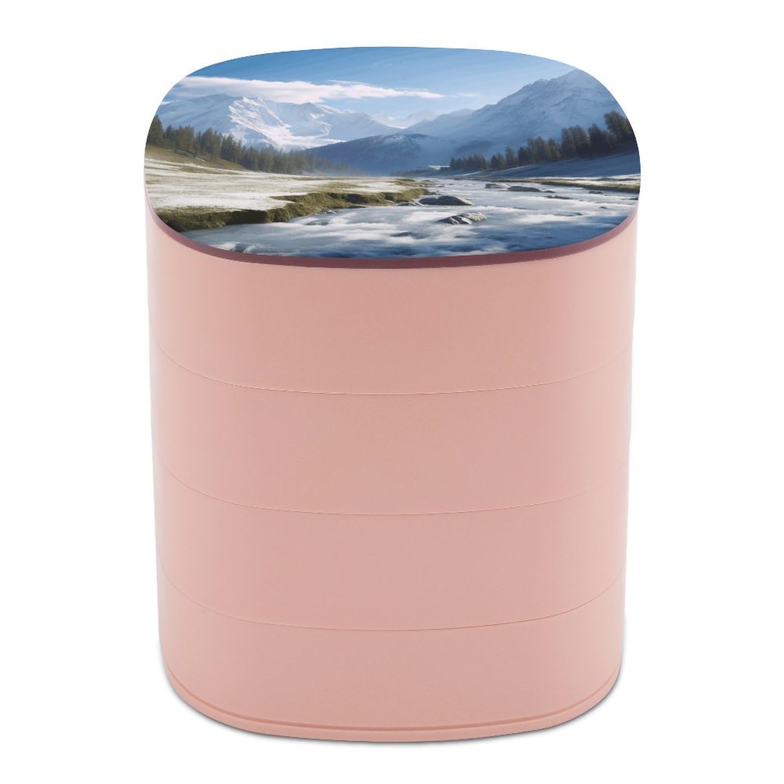 Boîte à bijoux imprimée des montagnes enneigées, l'élégance naturelle de votre coiffeuse.