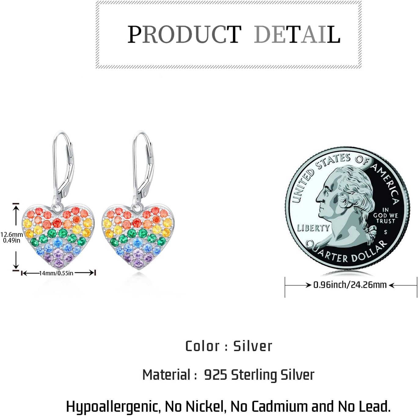 Pride Earrings Gifts for Women Men 925 Sterling Silver Rainbow Pride Earrings LGBT Gay Jewelry Pride Gifts for Lesbian - Image 4
