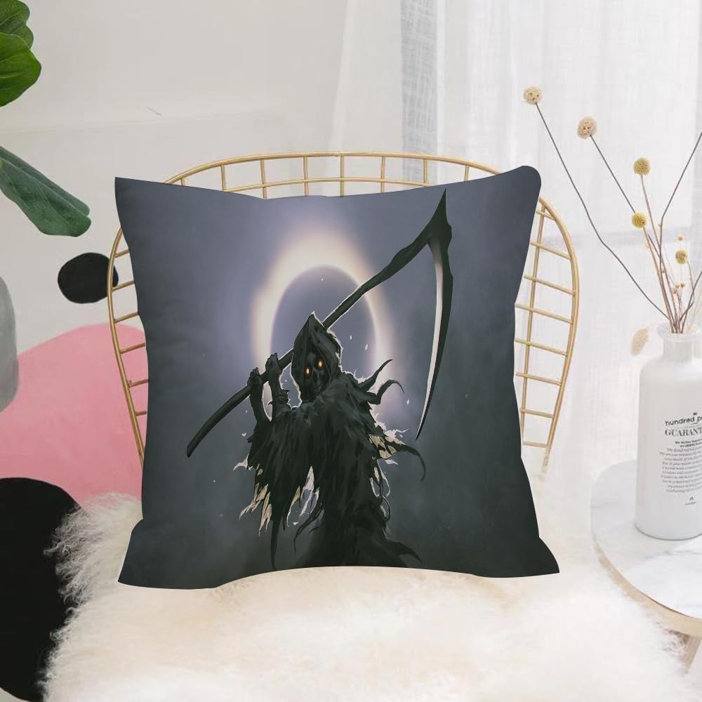 HYMSXW Cushion Cover,Throw Pillow Case Home Decorative for Living Room Bedroom Sofa Chair 20X20 Inch,Death of the eclipse and the death of the sickle, the god of death in the dim i,Pillowcase 50X50cm