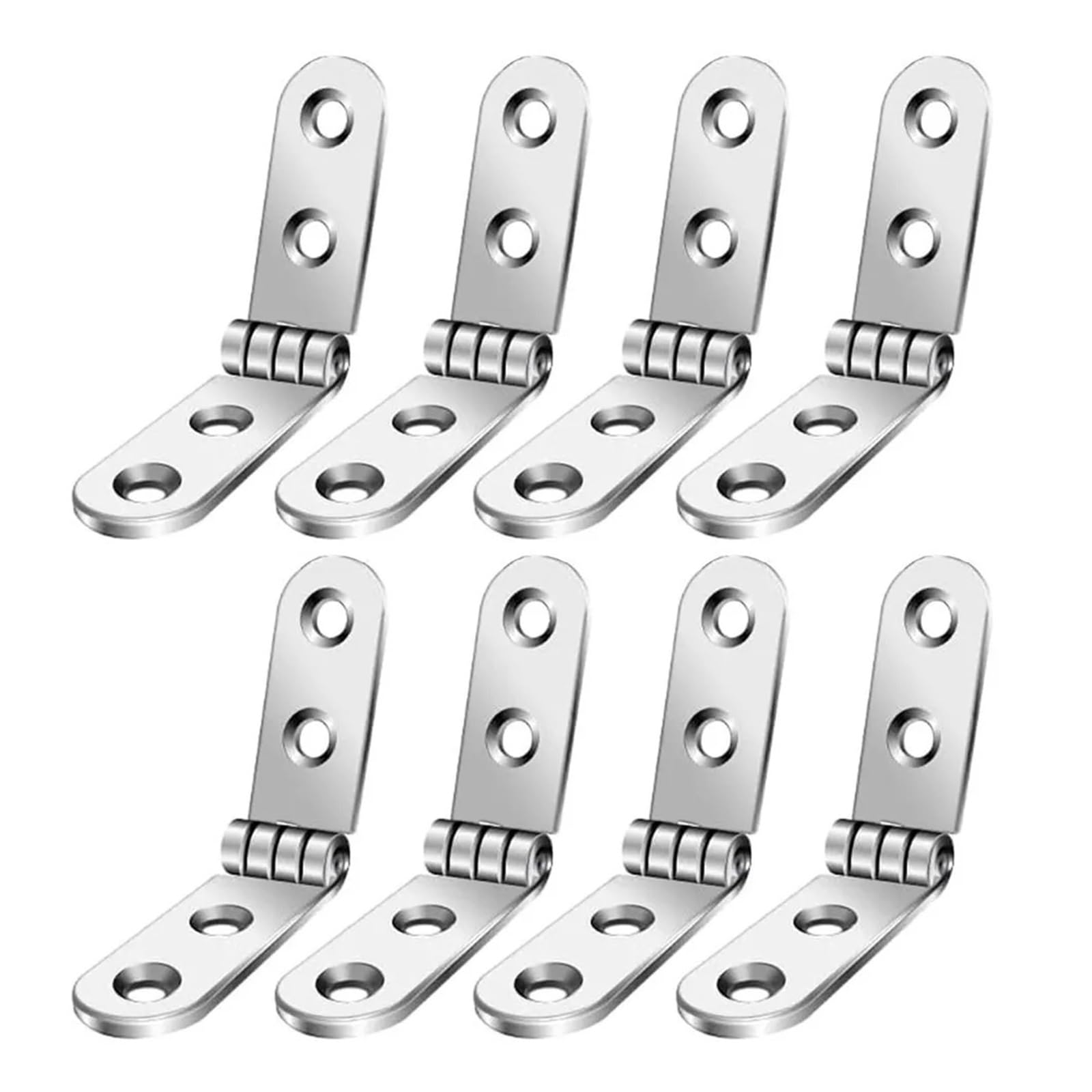 8Pcs 270 Degree Foldable Hinge Furniture Hardware Accessories Excluding Screws Flap Screw-On Hinges Silver Metal for Folding Furniture