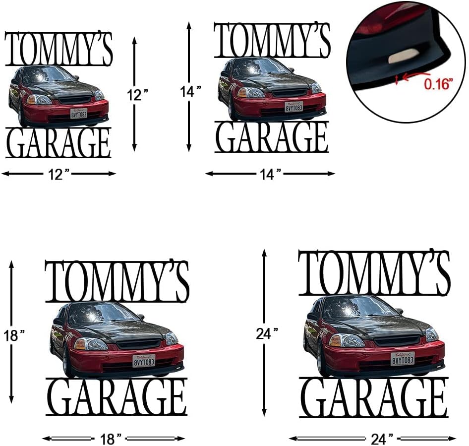 Personalized Photo and Name Hot Rod Metal Sign for Car Guys By Kool-Kool, Laser Cut, home decor, garage decor, birthday Xmas Father's day custom gift for Rat Rod Street Rod Vintage car Hot Rod classic Car Enthusiast. (Garana)