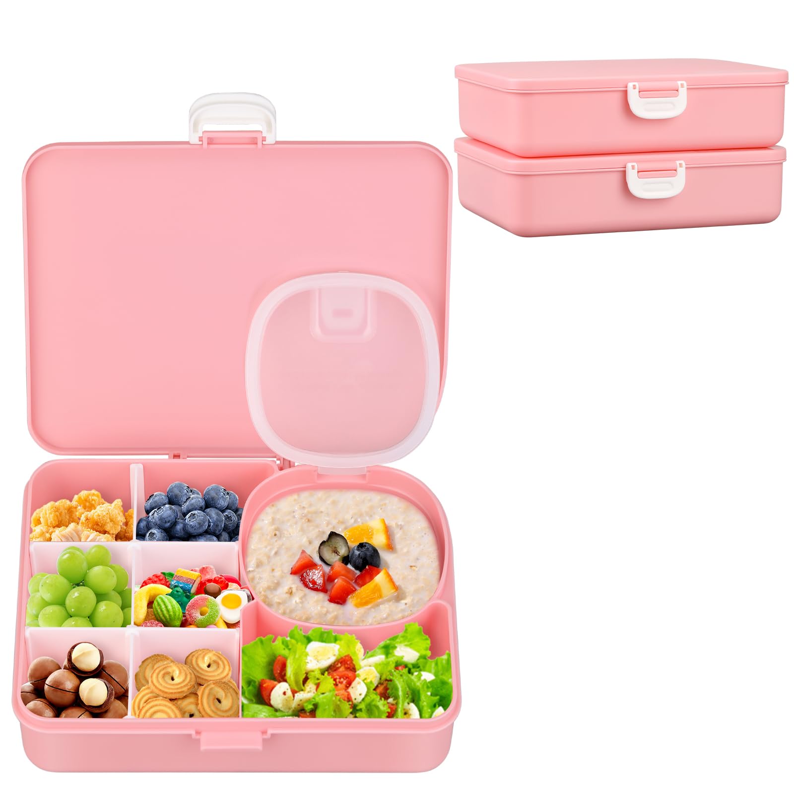 Photo 1 of **COLOR IS BLUE. BACK HINGE IS BROKEN.** Pawtong Snackle Box Container for Kids,Adjustable Compartments,Reusable Snack Containers with Lids,Easy-Open Latch,Lunch Food Containers,Dishwasher Safe,Leak-Proof Silicone Ring(1 Pack- Blue)