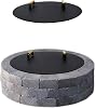 34” Fire Pit Cover Lid Round - Fit for 32” Round Fire Pit Lid for Outdoor Fireplace Cover Lid Steel fire pit metal cover W 2 Wooden Handles & Heat Resistant Snuffer Lid for Patio Fire Pit Ring