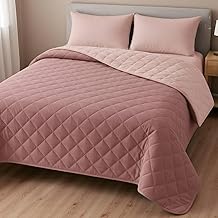 Generico Spring Summer Double Sided Soft Microfibre Bedspread with 100 g/m² Filling Lightweight and Double Sided Quilt, Made in Italy (Pink, Queen Size)