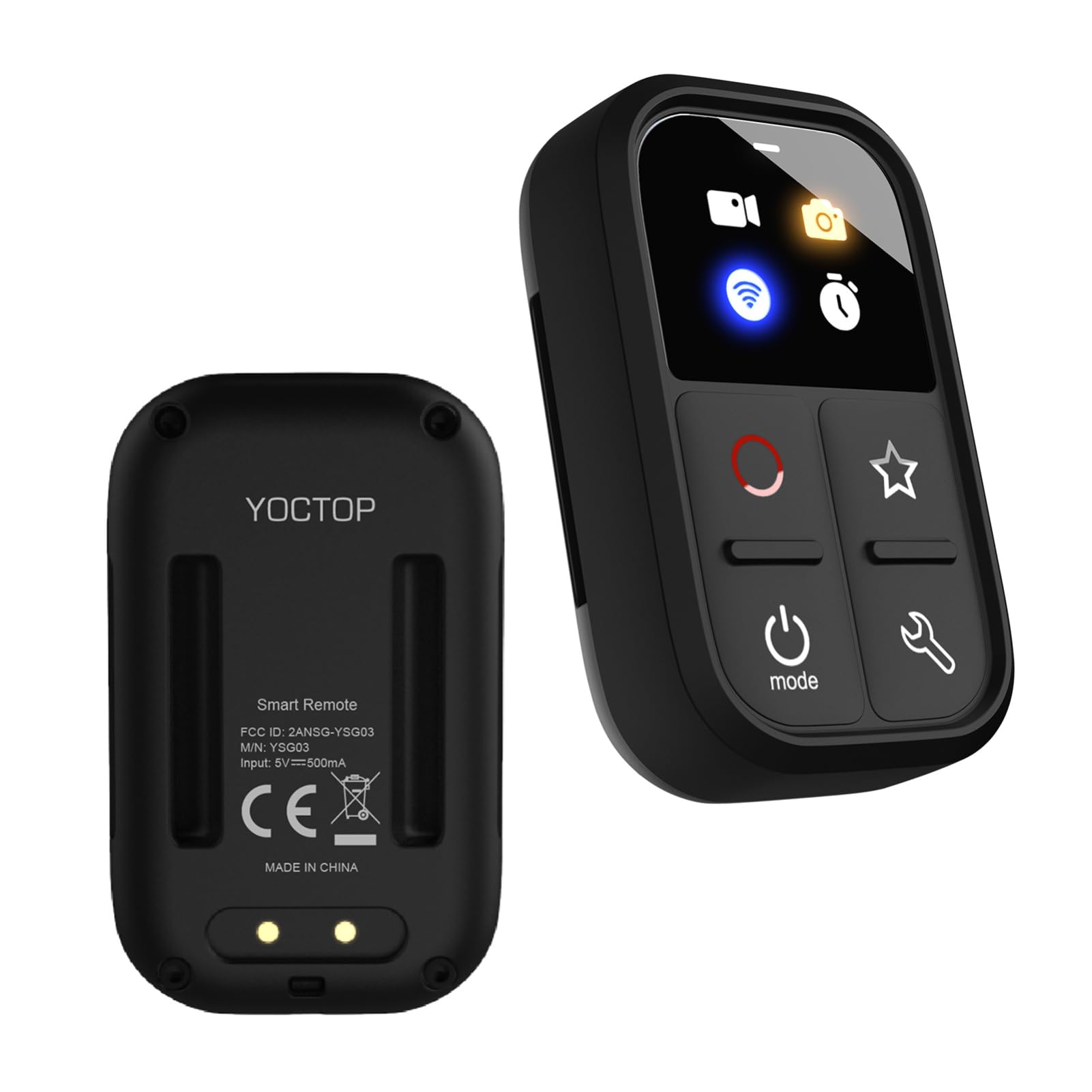 Andoer Kabellose Fernbedienung für GoPro Hero 13/12/11/10/9/8/Max, Drahtlose Smart Remote als Ersatz LED bunter Bildschirm Eingebauter Akku 50 m Steuerreichweite mit Handschlaufe zur USB-Ladekabel