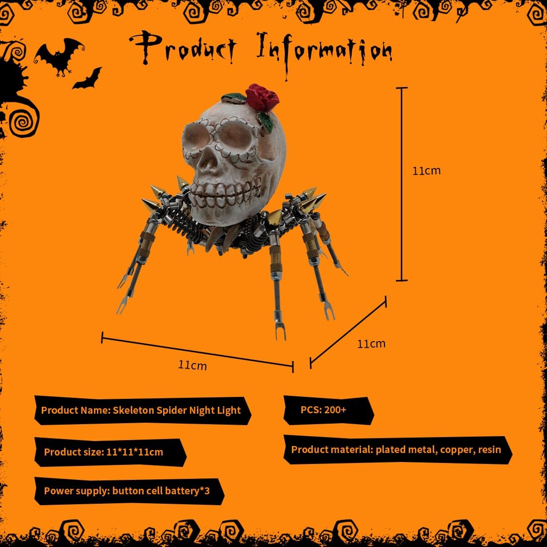 Puzzle 3D di Halloween con ragno in metallo, figura di Halloween creativa per tutta la famiglia, giocattolo decorativo di Halloween da montare (200 pezzi)