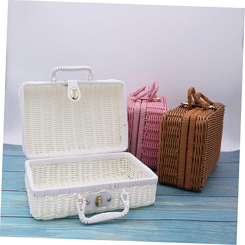 Miniatura 7 de NUOBESTY Organizador de maquillaje tejido, soporte portátil para cosméticos con múltiples compartimentos para cepillos faciales, caja de