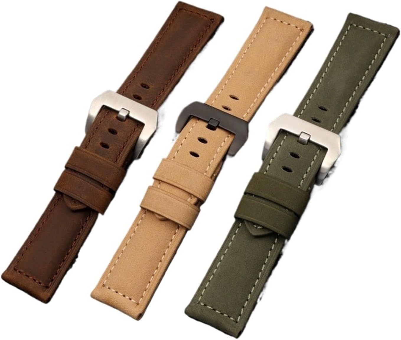HuanJ Cowhide Leather Watchband Compatible With Panerai Watch Band 19 20 21 22 23 24 26mm Handmade Crazy Horse Straps