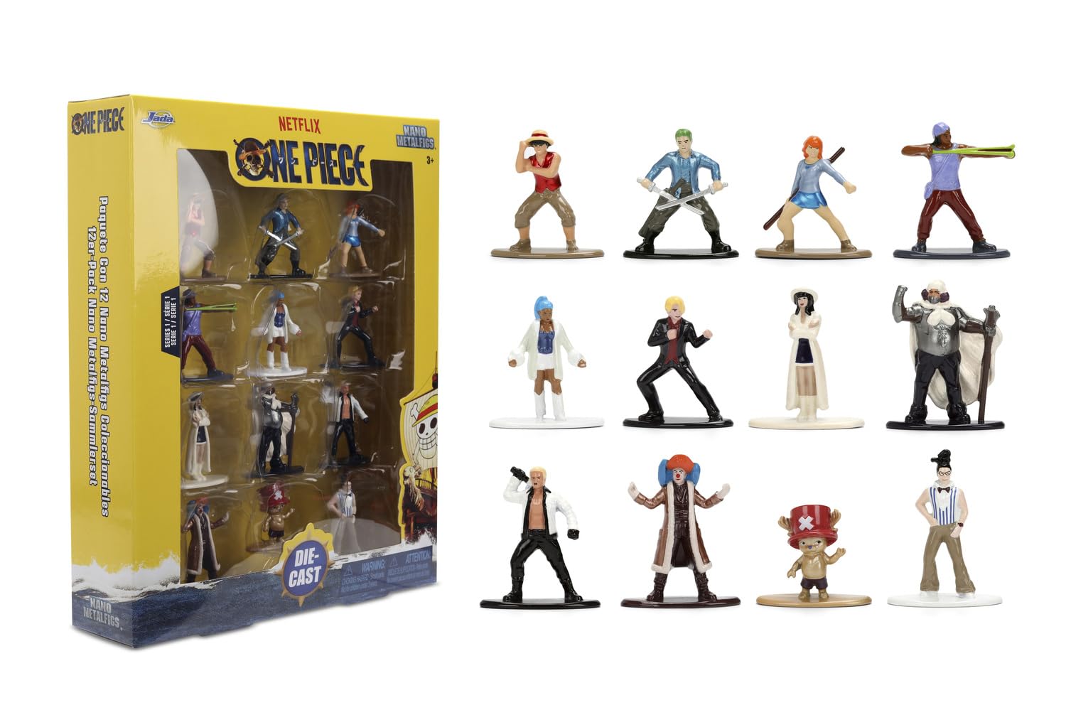 Jada One Piece Wave 1, 12 pc Multipack, 1.65in die-cast figures characters to collect, play and display. Perfect for gift and collector, pocket money friendly and ideal for party favours