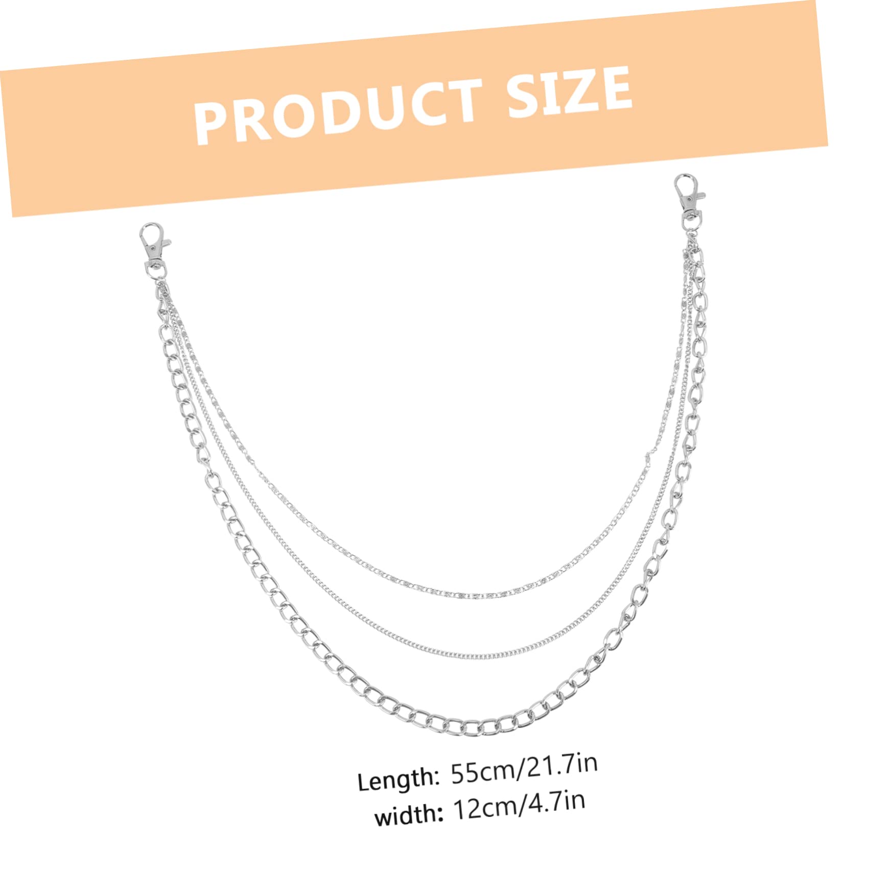 GALPADA 2pcs Unisex Metal Pants Chains Durable Punk Style Waist Chains for Men and Women Fashionable Jean for Decorative Use for Outfits and Accessories