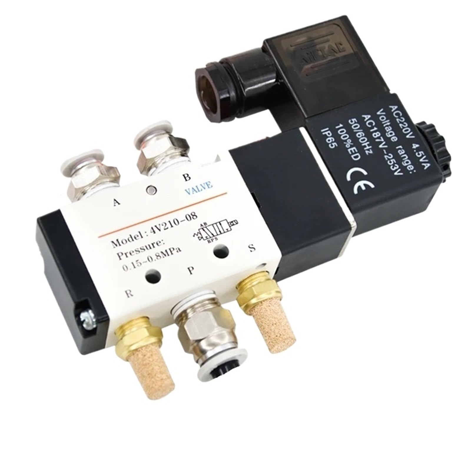 Vmvud 4V210-08 Ac110v 4V210-08 12V 24V 220V 110V Type Pneumatic Electric Solenoid Valve Directional Control Air Magnetic Valve