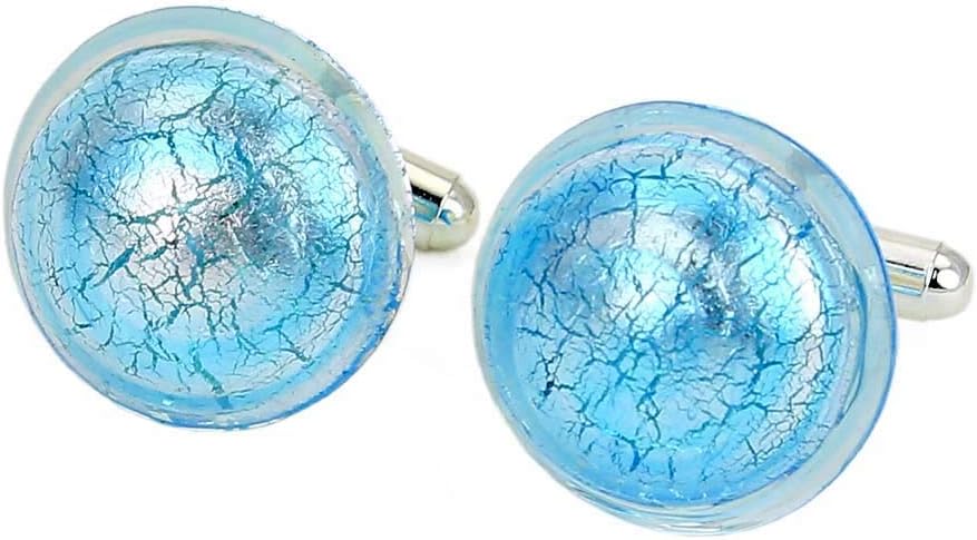 Glass Of Venice Murano Glass Lights Cufflinks - Silver Aqua