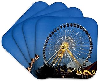 3dRose Illinois, Chicago, Ferris Wheel, Navy Pier - US14 BFR0033 - Bernard Friel Set of 4 Coasters - Cork