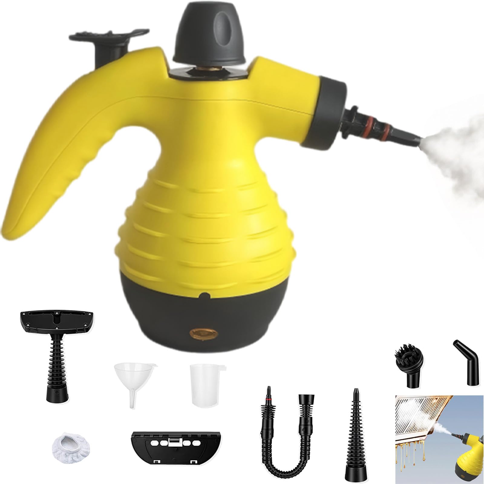 Limpiador de vapor de mano de 2000 W, limpiador de vapor multisuperficie de alta temperatura para grasa de cocina, azulejos de baño, interior de coche, tapicería, limpieza de colchones, con accesorios