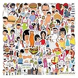 Funny Cartoon Bob's Burgers Stickers,110PCS Cute Bob's Burgers Sticker for Laptop,Phone Case,Helmet,Water Bottle,Travel Case, Guitar, Waterproof PVC Decals for Kid Tenns and Adults