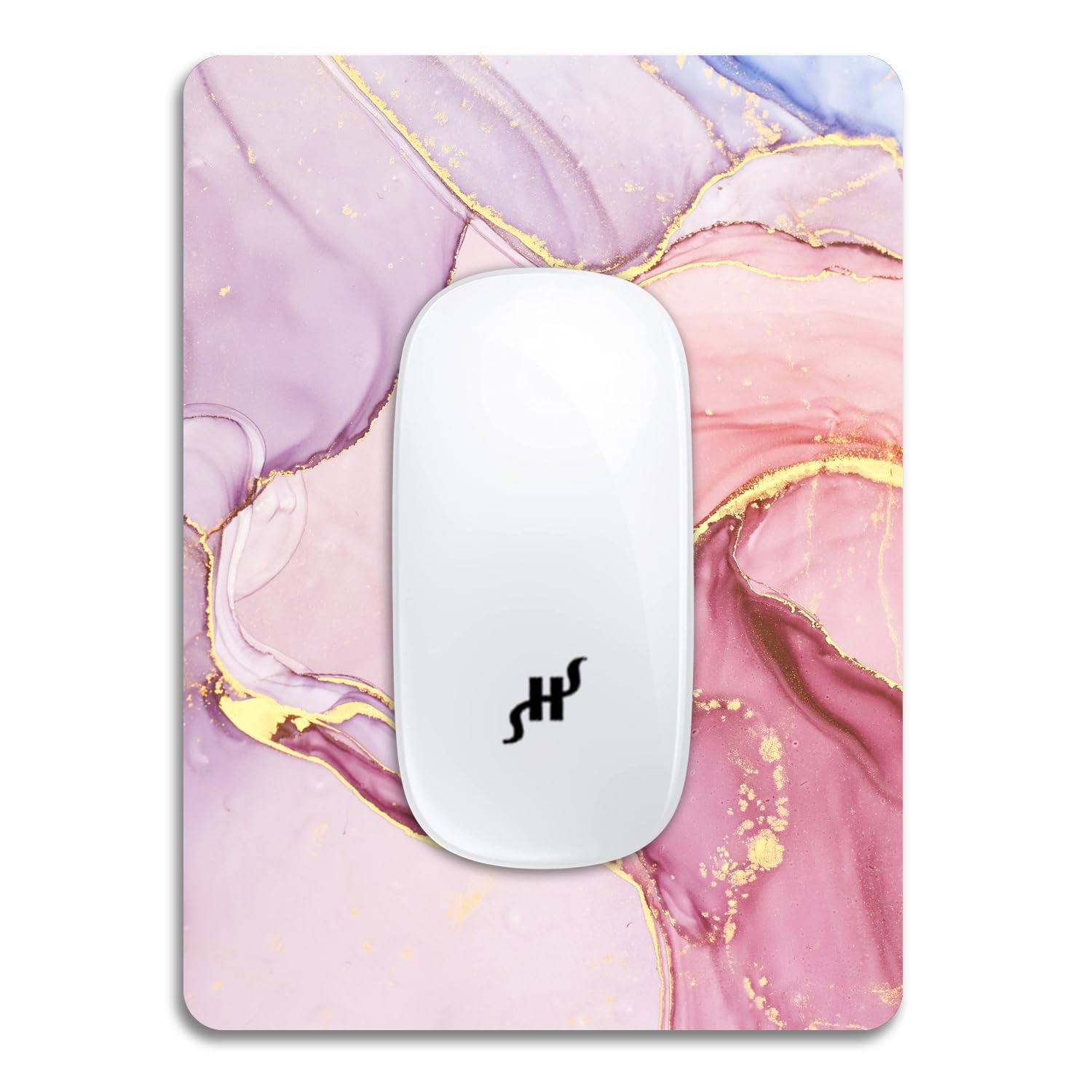 Photo 1 of Hokafenle Small Mouse Pad, Mini Mousepad with Washable Lycra Cloth, Computer Mouse Pads for Wireless Mouse, Non-Slip Rubber Base Mousepads (6 x 8 Inch, Pink Golden Marble) H38-Pink Golden Marble