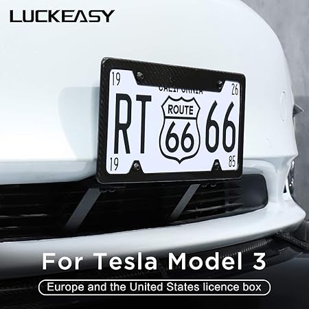 LUCKEASY Auto Accessories Exterior Modification for Tesla Model3 US Version Universal Aluminum Alloy License Plate Frame 1PCS (Black)…