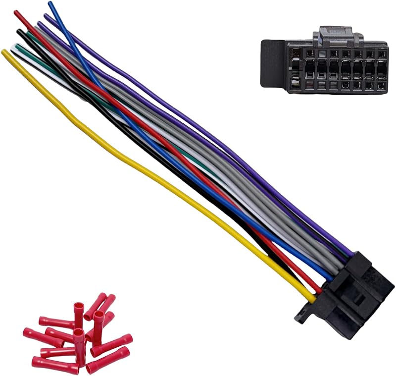 16 Pin Sony Wiring Harness Radio Stereo Connector for Aftermarket Power and Speaker Wire Harness Replacement for Sony CDX DSX DXS MEX WX,Sony Stereo Power Plug for CDXGT57UPW DSXM80 MEXN4300BT WX920BT