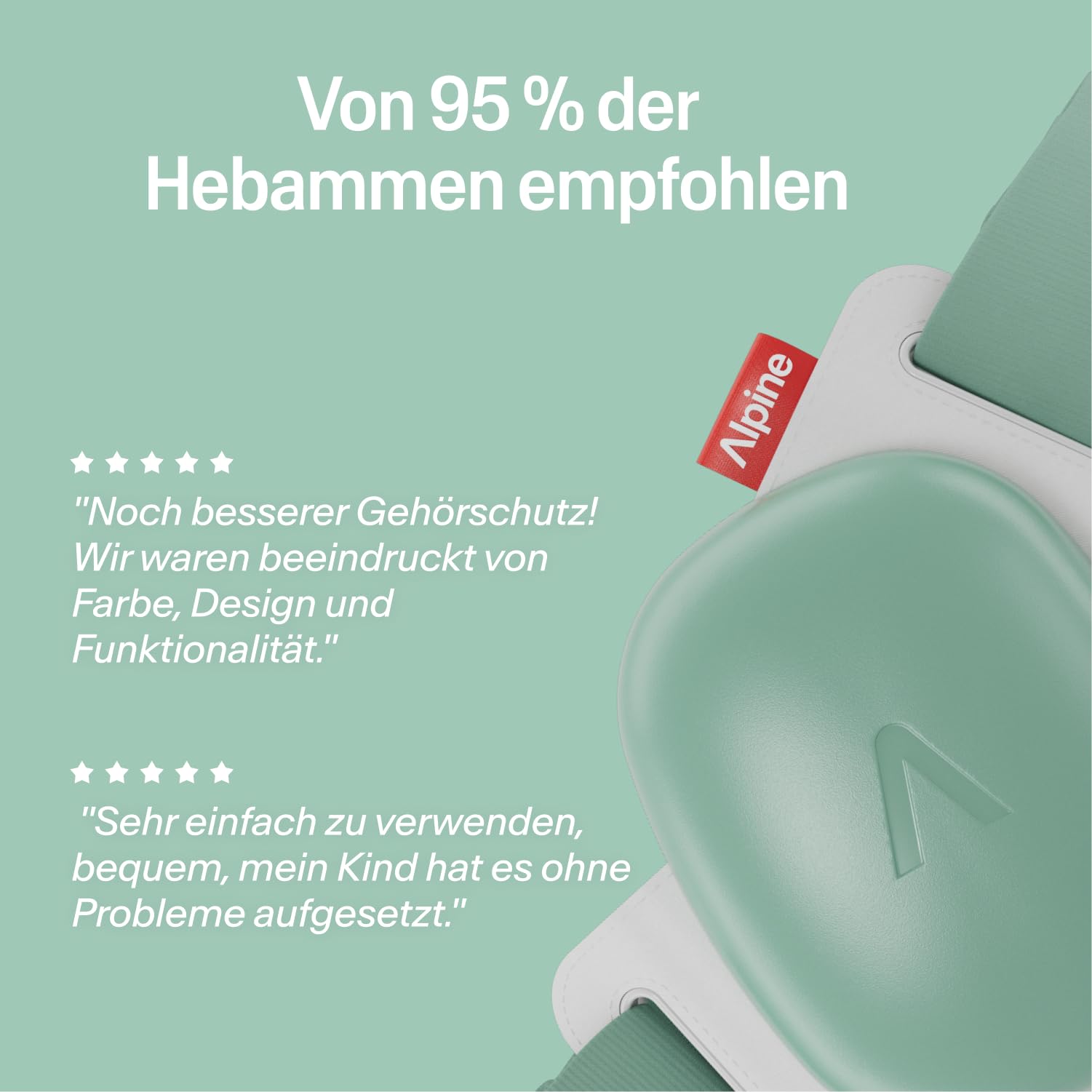 Alpine Muffy Baby Comfort Gehörschutz für Babys & Kleinkinder Getestet in Deutschland Kopfband Verstellbar Grün