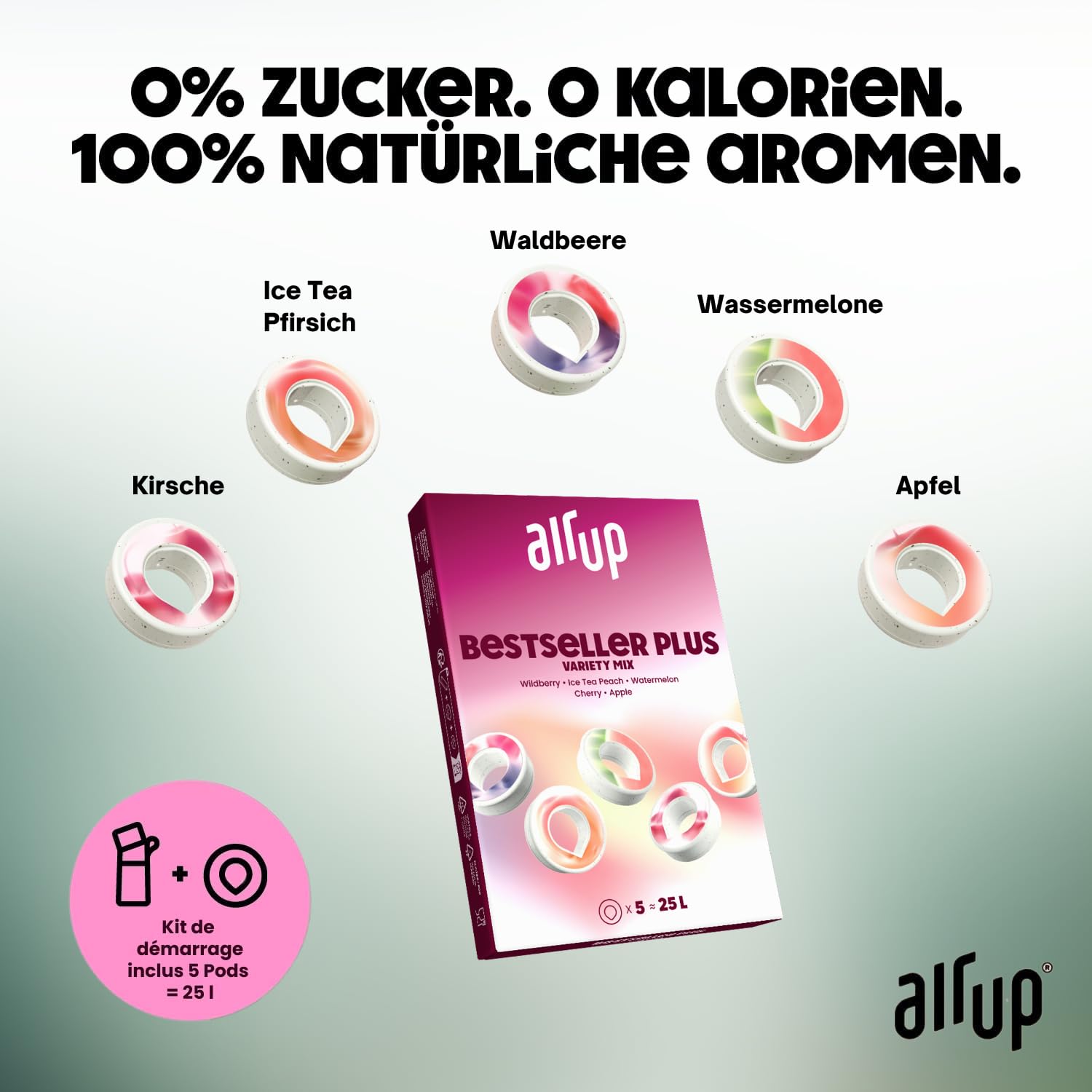 air up Original Tumbler Starter-Set 700ml in White Spearmint mit Pods in 5 Geschmacksrichtungen + Podcase Burgund | Trinkflasche, BPA-frei