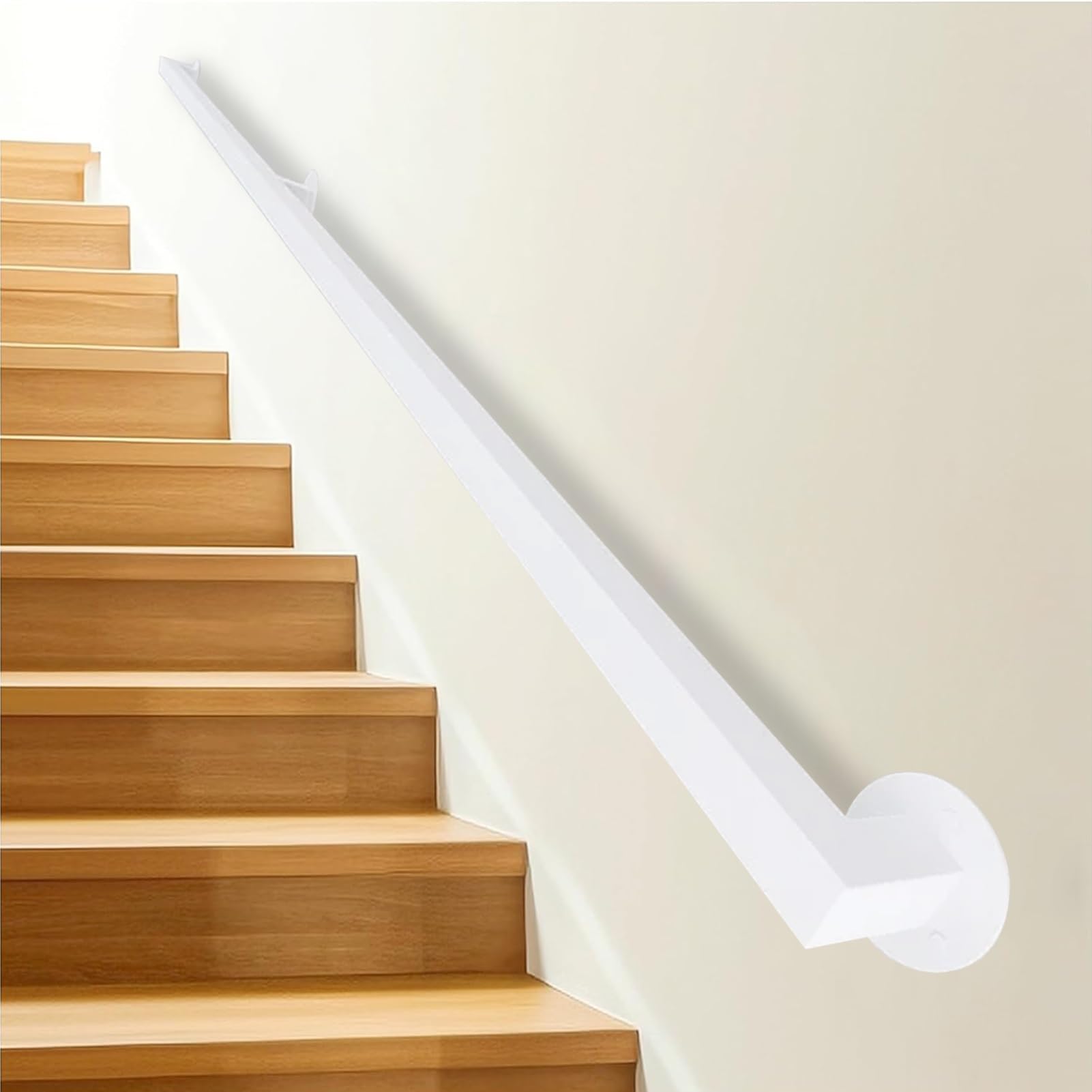 Scumlovy 1ft - 20ft Handrails for Staircase | White Stairs Banister Hand Rails Indoor and Outdoor Steps Wall Mounted Stair Railing Wrought Iron Grab Bar with Fittings(11.5ft/350cm)