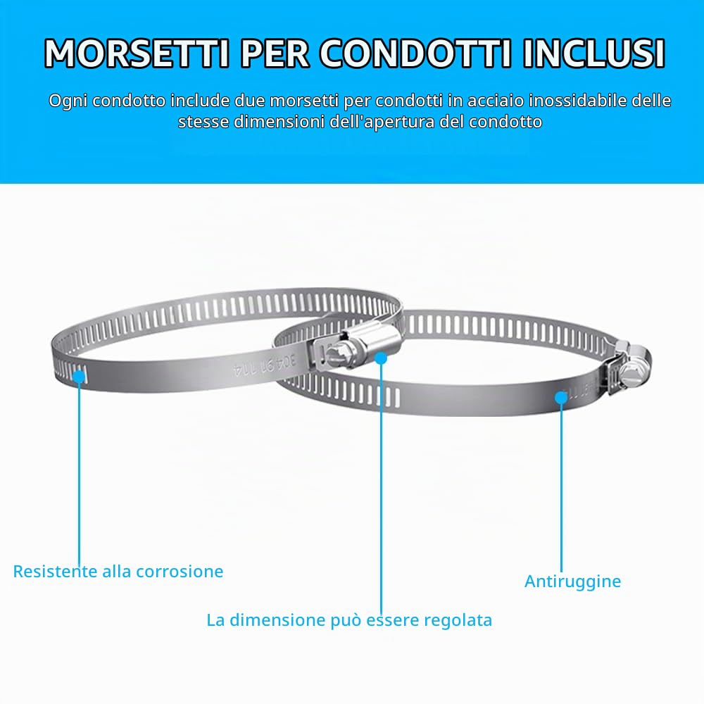 Tubo flessibile di ventilazione in alluminio e PVC, 100 mm, 10 m, colore nero, per aspiratore, idroponica, tende da coltivazione, prese d'aria per asciugatrice