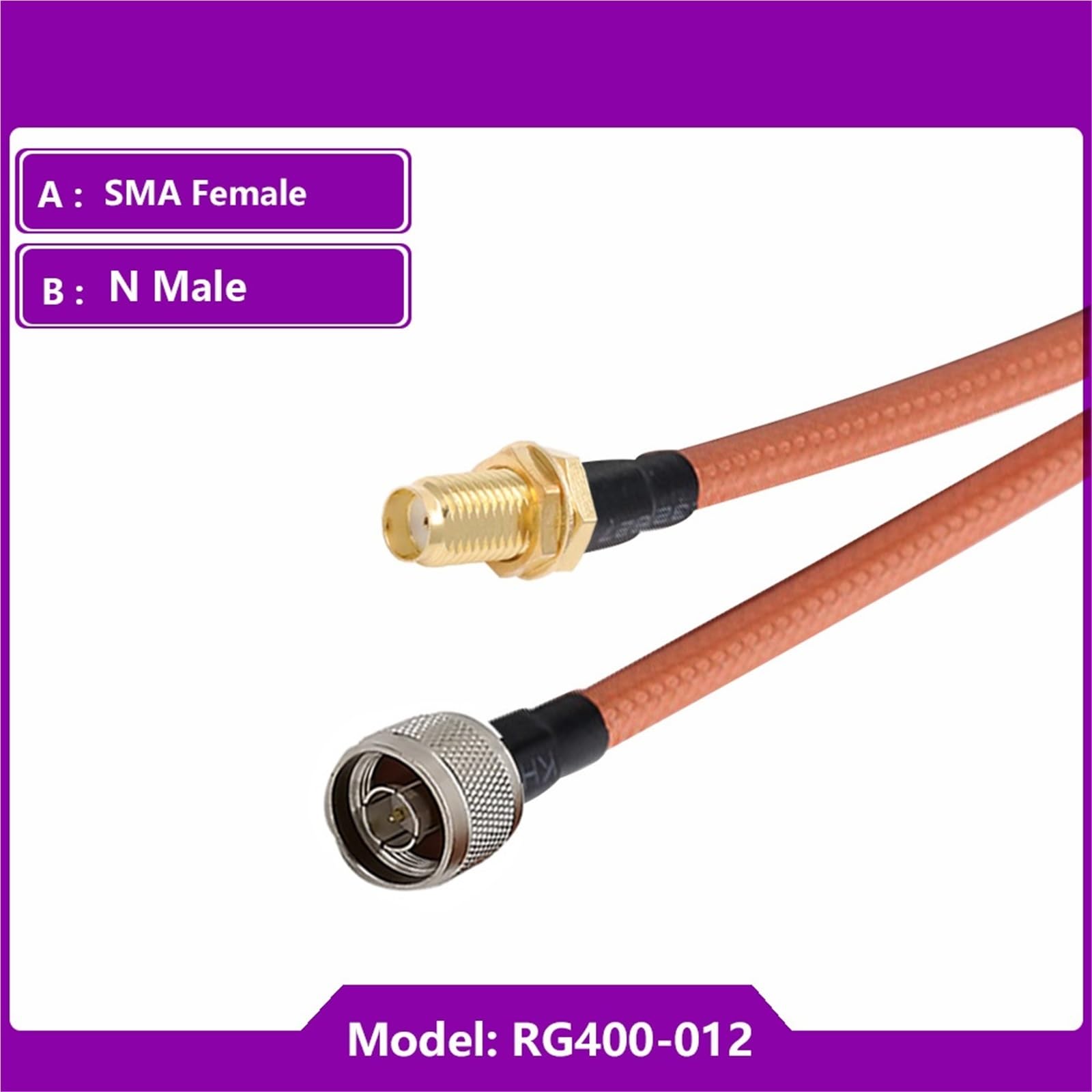 1 cavo coassiale RG400 SMA maschio a N maschio a bassa perdita RF Jumper Adapter - Opzioni di lunghezza da 15 cm a 20 m (SMA F a N M, 50 cm)