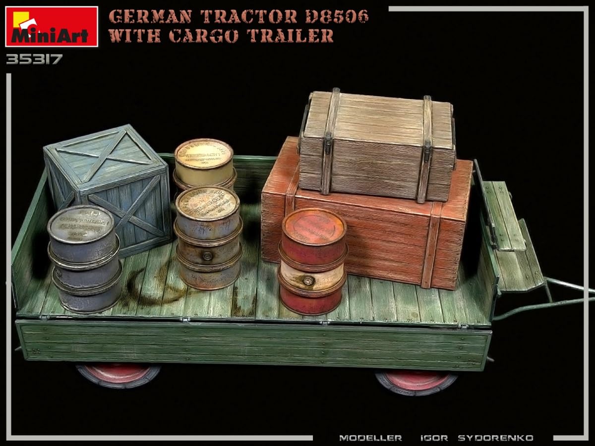 MiniArt MIN35317-1:35-Deutscher Traktor D8506 mit Lastenanhänger div