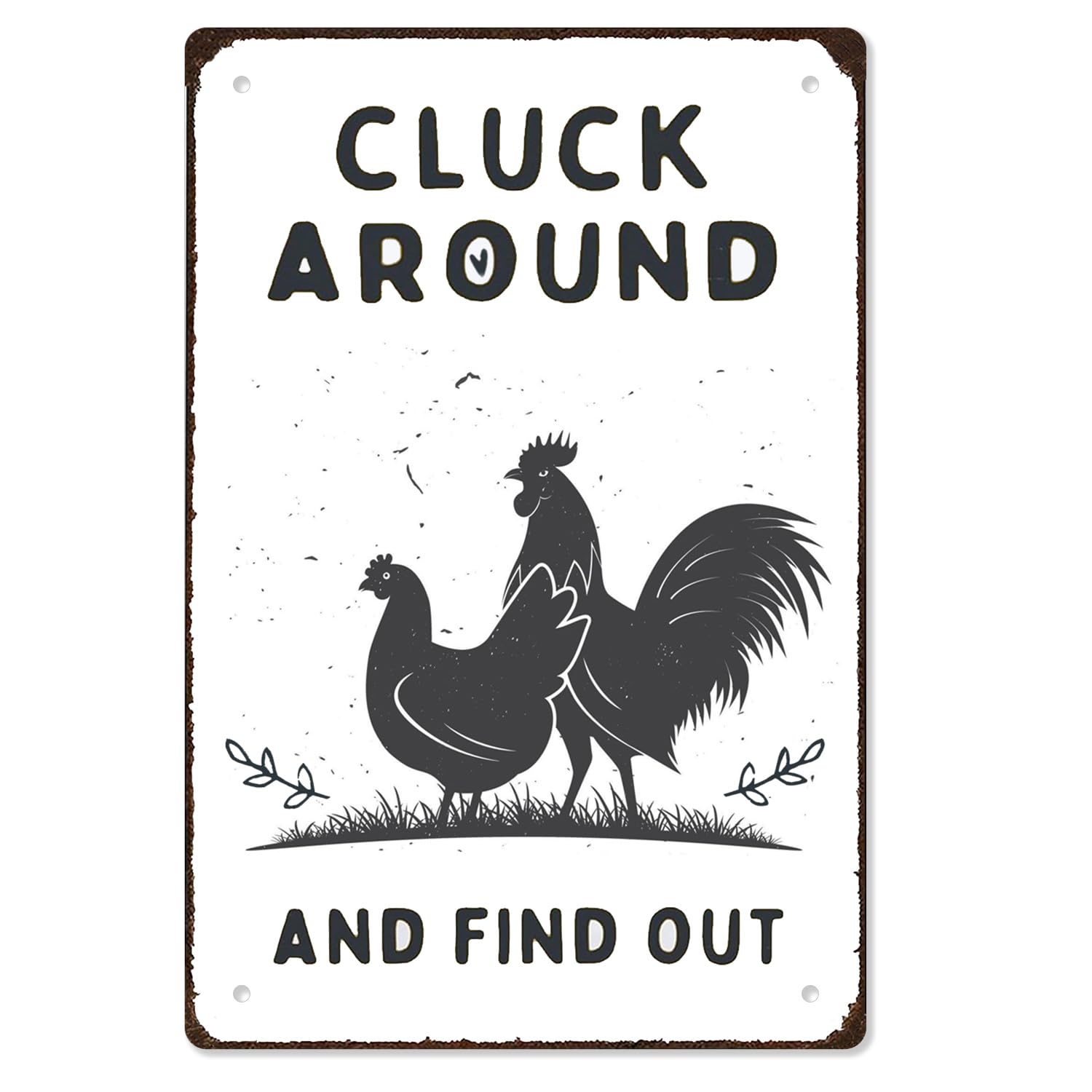 SMAZDFXX Chicken Coop Signs-'Cluck Around And Find Out'Signs- Chicken Signs Vintage Metal Chicken Signs for Wall Decor in Bars, Pubs, Man Caves, and Outdoor Chicken Decor 12"x16"