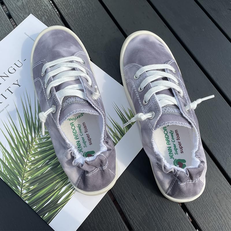 JENN ARDOR Women’s Low Top Canvas Slip On Sneaker Comfort Casual Shoes Walking Flats2