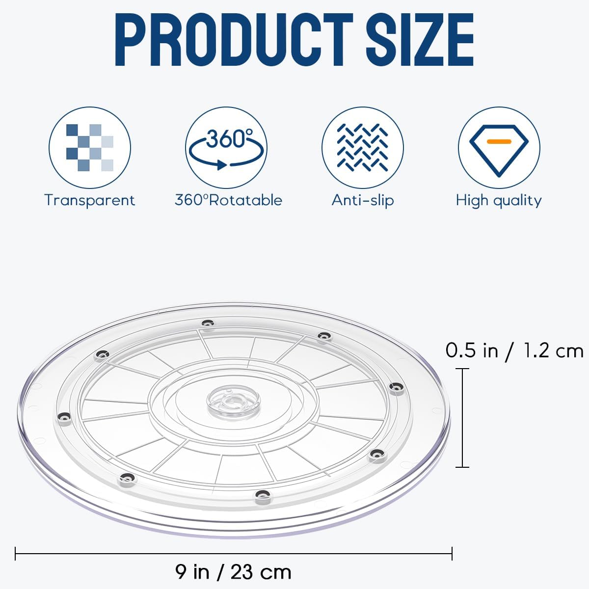 9 inch Acrylic Lazy Susan, Lazy Susan Organizer for Table Top,Rotating Turntable for Cabinet Storage,Countertop, Kitchen