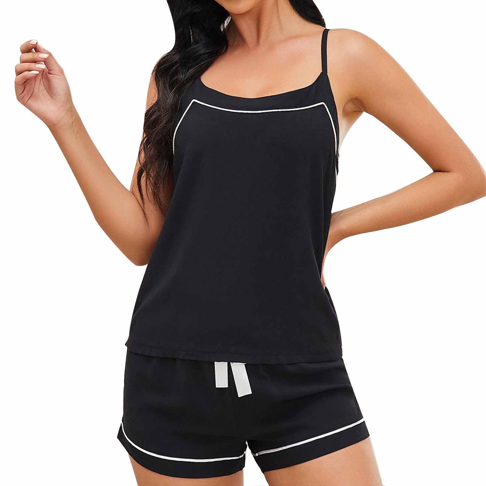 Cotton Pajama Set for Women 2 Piece Pjs Set Camisole Top and Shorts Soft Sleepwear Loungewear Nightwear Lounge