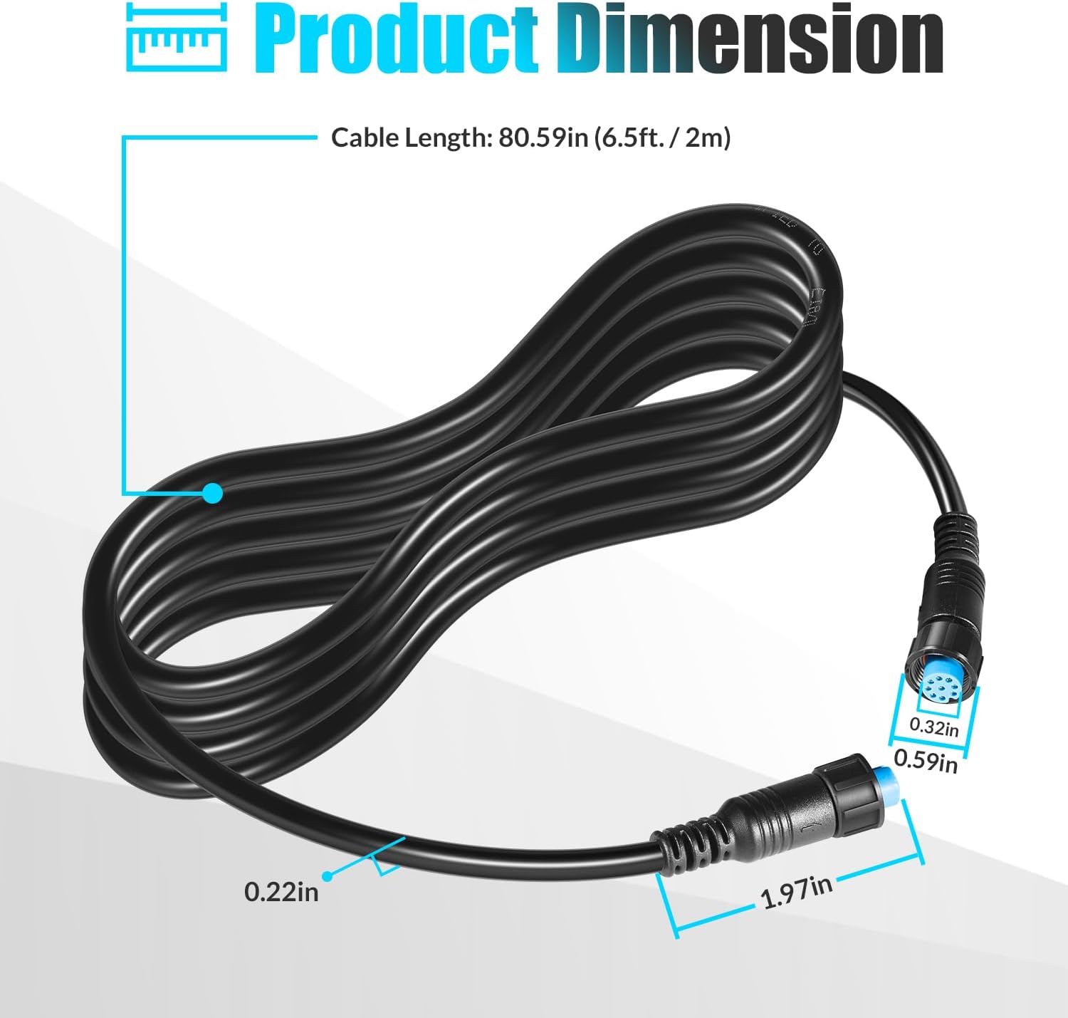 010-12528-30 Marine Network Cable 6.5 ft./2 m, Small Connector, for GC 200 Marine IP Camera, for GLS 10, GMR Fantom 126/124/56/54, GXM 54/53, for Panoptix LiveScope, Connect BlueNet Devices