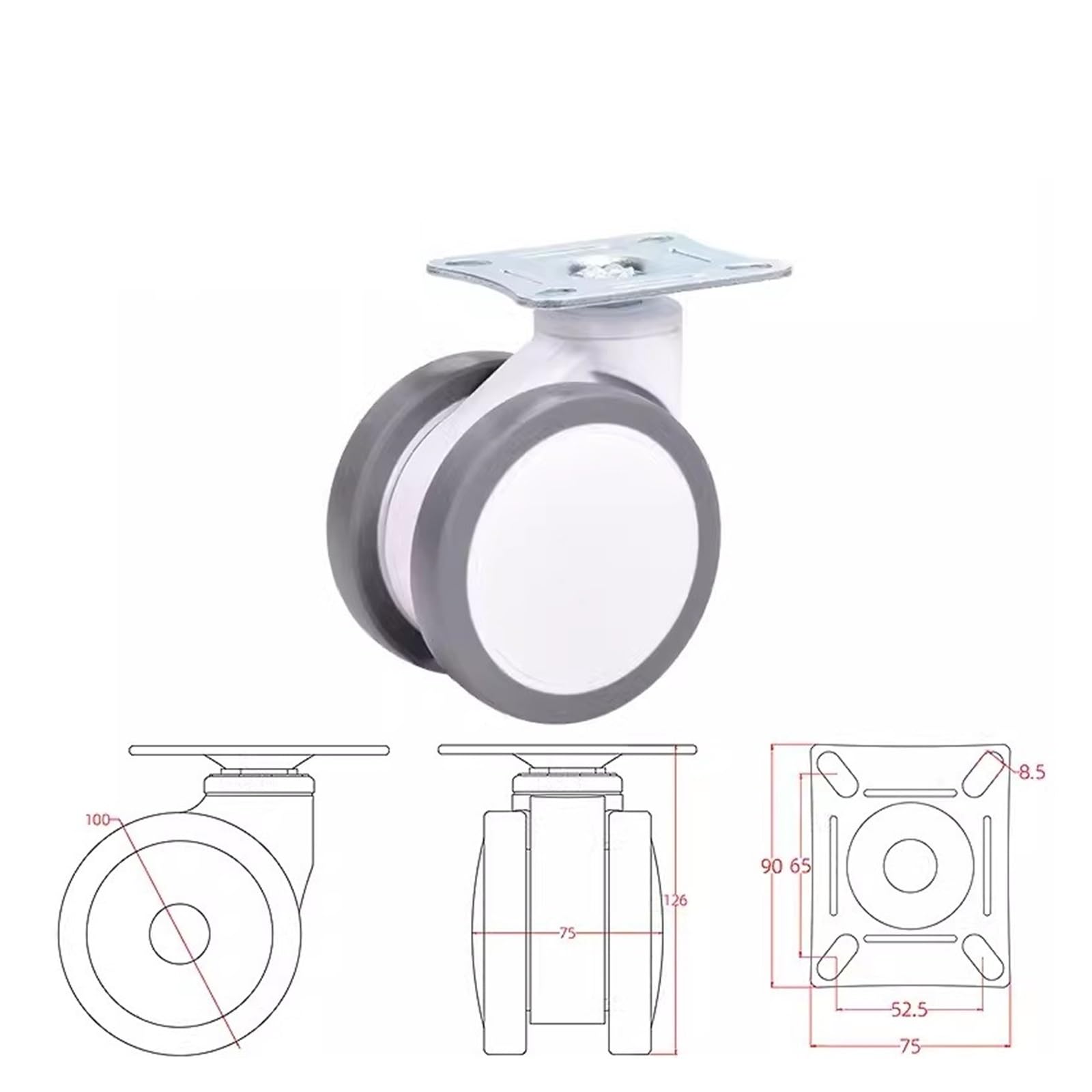5PCS casters 4 inches Silent casters Universal Wheel Screws with Brake Wheel(Slab-Universal)