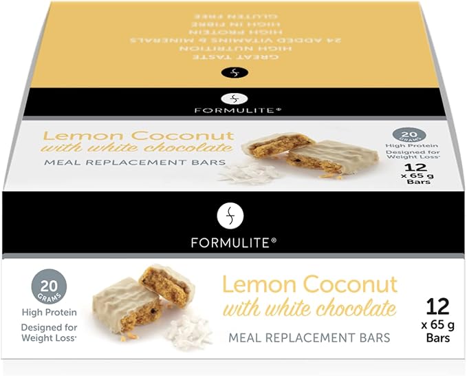 Formulite Protein Bars, 12 x 65gm Box Meal Replacement Bars, High