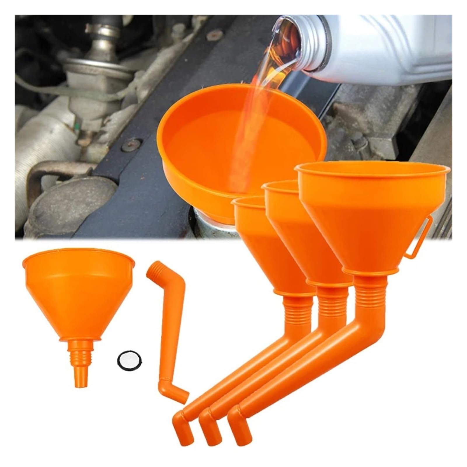 Entonnoir de carburant pour voiture et moto avec filtre à gaz et huile 130-160 mm (160 mm)