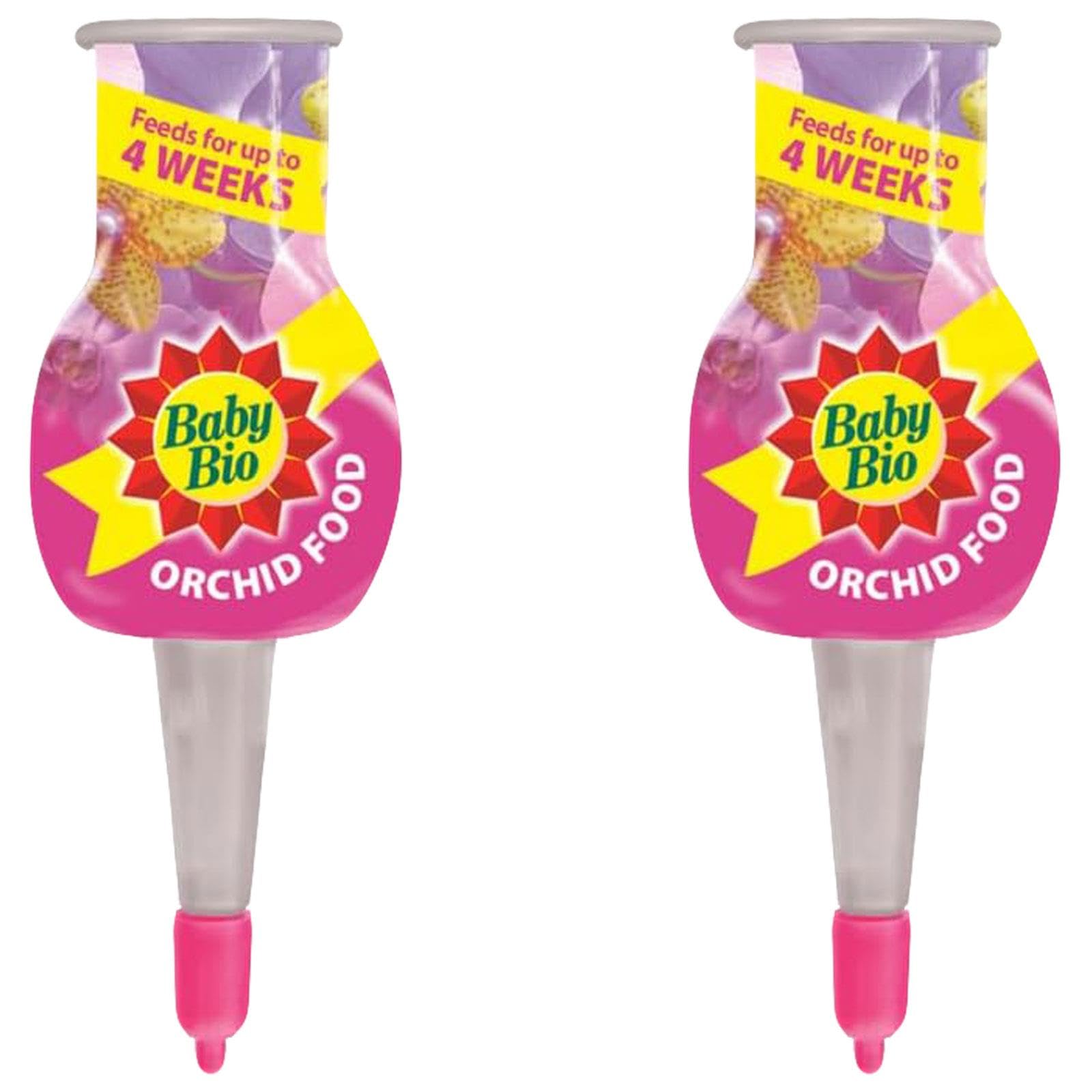 HOCHSTE® Baby Bio Orchid Drip Feeders 40ml 2x40ml or 4x40ml Pack Automatic Plant Food Easy Orchid Fertiliser Lasts 4 Weeks Indoor Use for Bright Blooms & Healthy Leaves Simple Mess Pink 2 - Pack