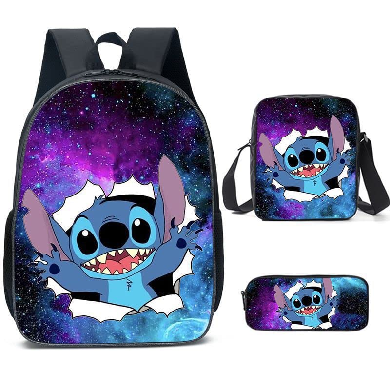 Marypaty Stitch Mochila para niña, estuche de lápices escolares primarios para niños, bolsa de almuerzo accesorio regalo de cumpleaños, c, tamaño estándar, moderno