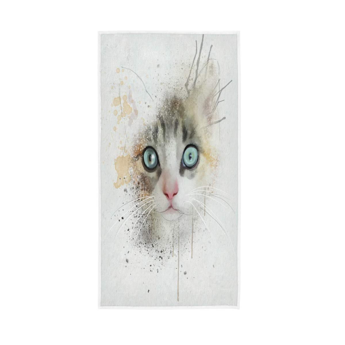 HUYGD Hand Towels Cotton Watercolor Animal Cat Soft Towel Multipurpose Bathroom Beach Towel for Home Kitchen Swim Spa Gym, 30x15 inch