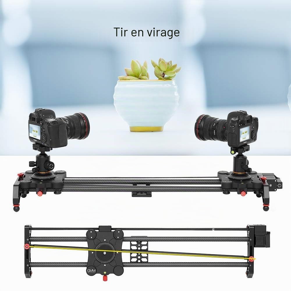 GVM 80cm Slider Caméra Motorisé,Track Dolly Slider,Slider caméra,Système de Rails avec accélérateur motorisé et Prises vidéo,Follow Focus Shot, Prise de Vue panoramique à 120° - 80 cm