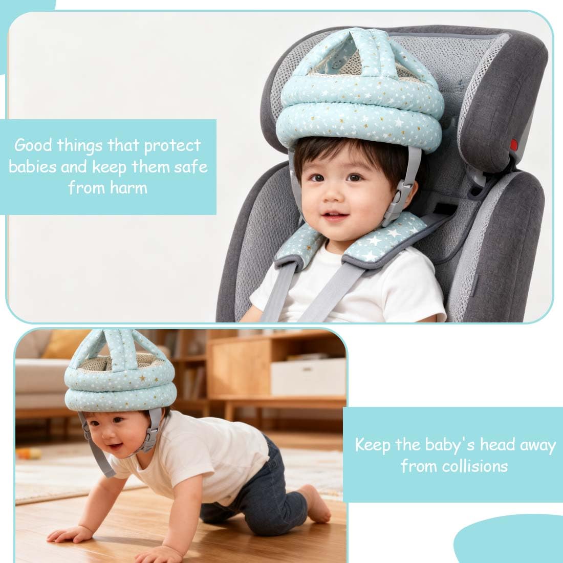 Casco Neonato Primi Passi Regolabile Sicurezza per Bambini 6-24 mesi Anticaduta Traspirante
