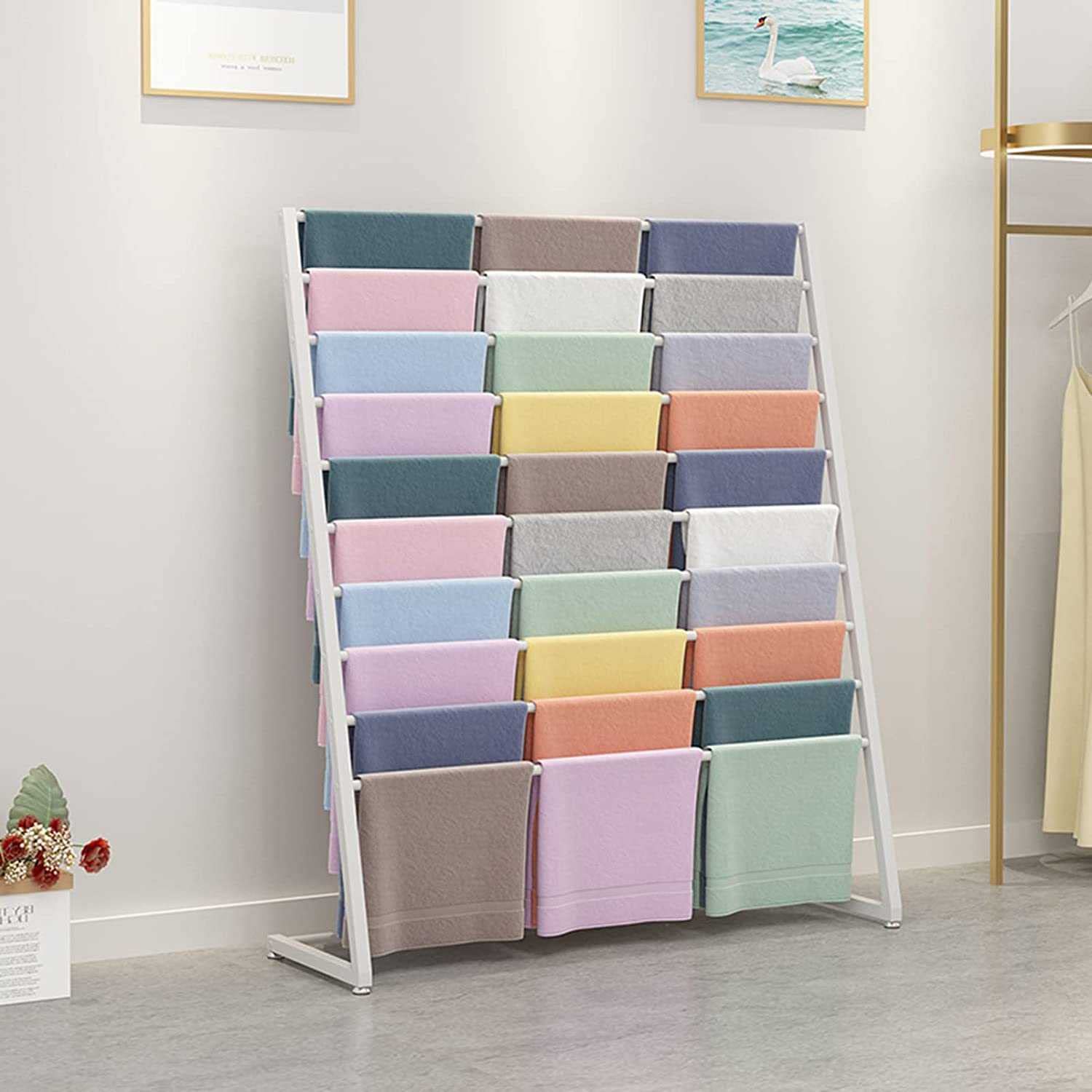 Supporto per sciarpe in metallo per organizzare i vestiti, espositore multifunzione per coperte, lenzuola, scialli, cinture, pantaloni, cravatte e altro ancora, scaffale e supporto commerciale
