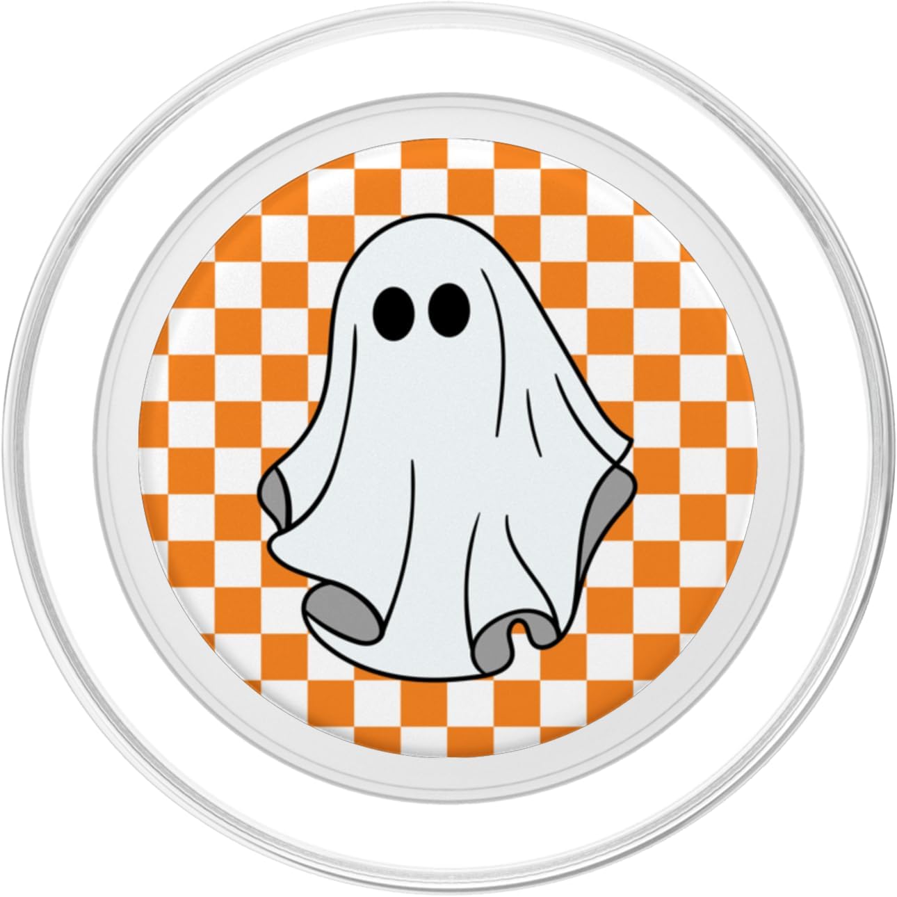 Retro Groovy Checkered Checkerboard Ghost Halloween PopSockets MagSafe PopGrip for iPhone - Image 2
