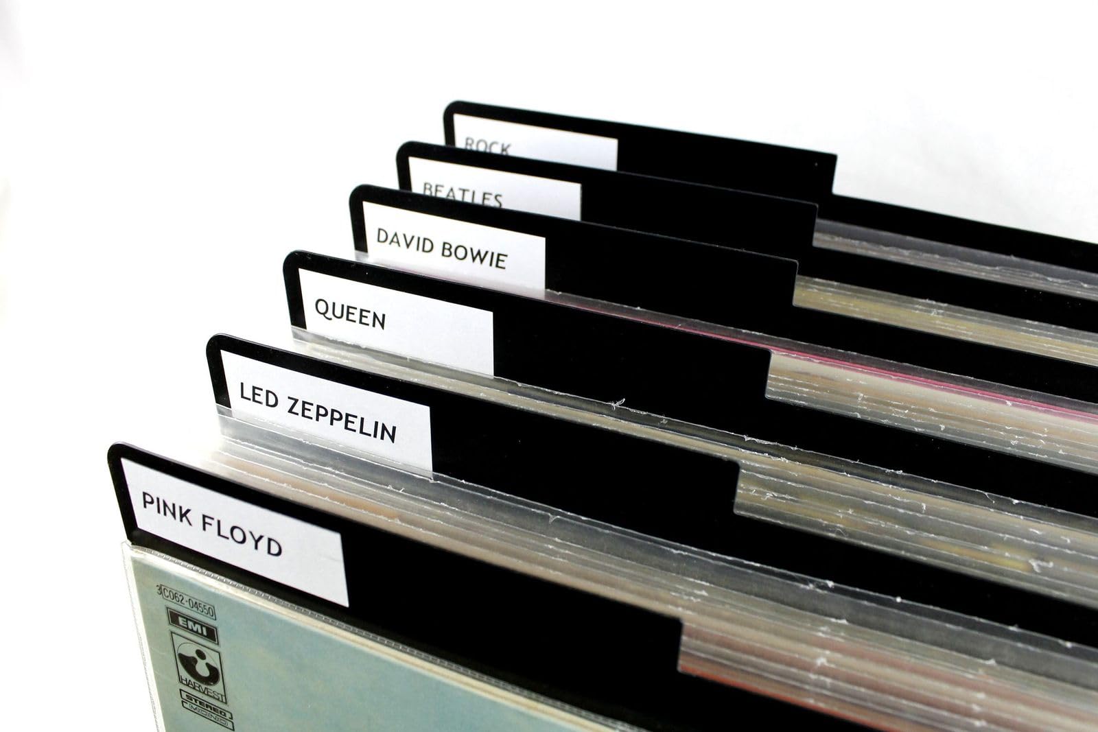separatore divisore classificatore in PVC NERO con LINGUELLA per dischi in vinile formato LP 33 giri 12" Maxi Single (26)