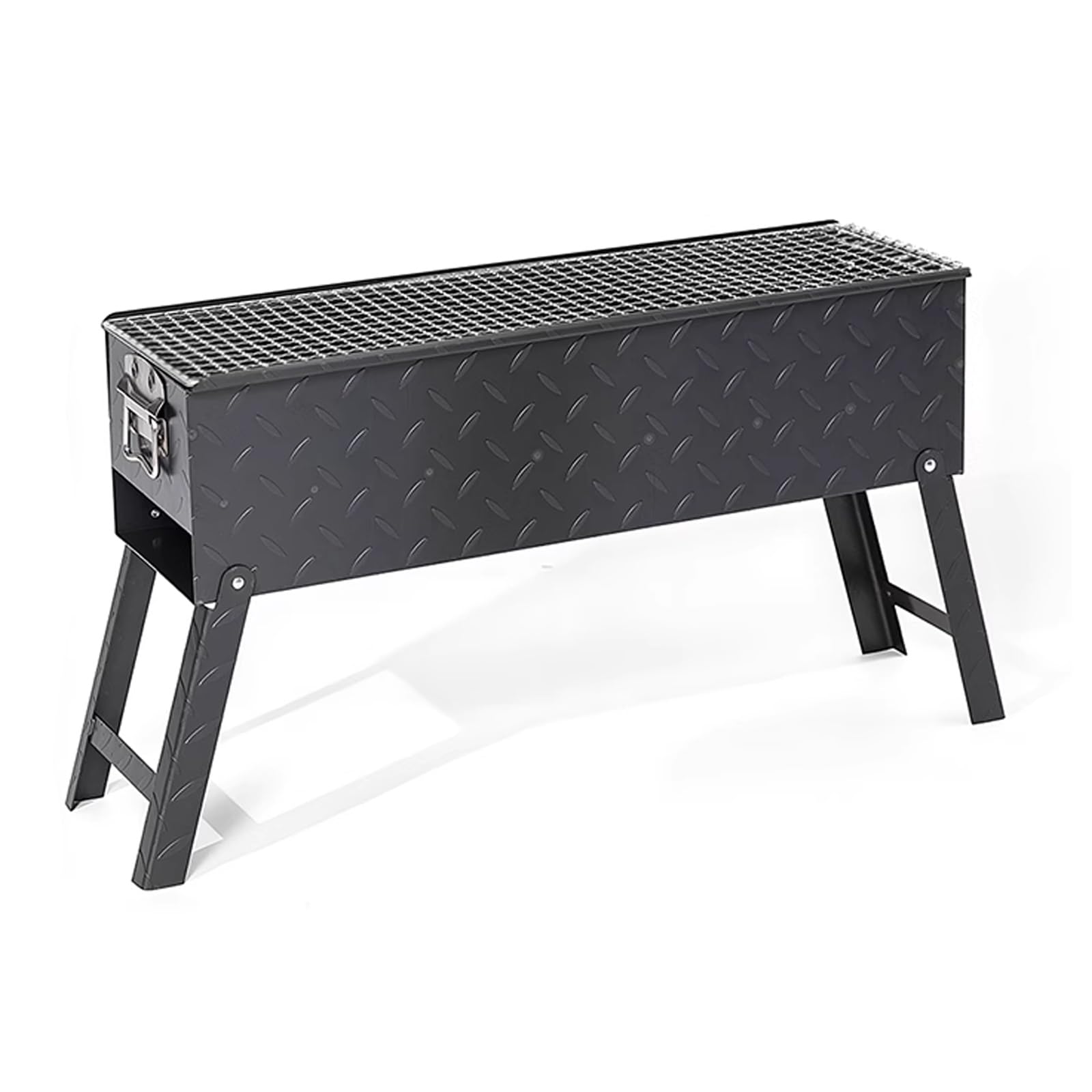 Przenośny grill na węgiel drzewny, 50 cm, ze składaną stalową konstrukcją i wentylacją, na podwórko, kemping i imprezy, idealny do gotowania na świeżym powietrzu