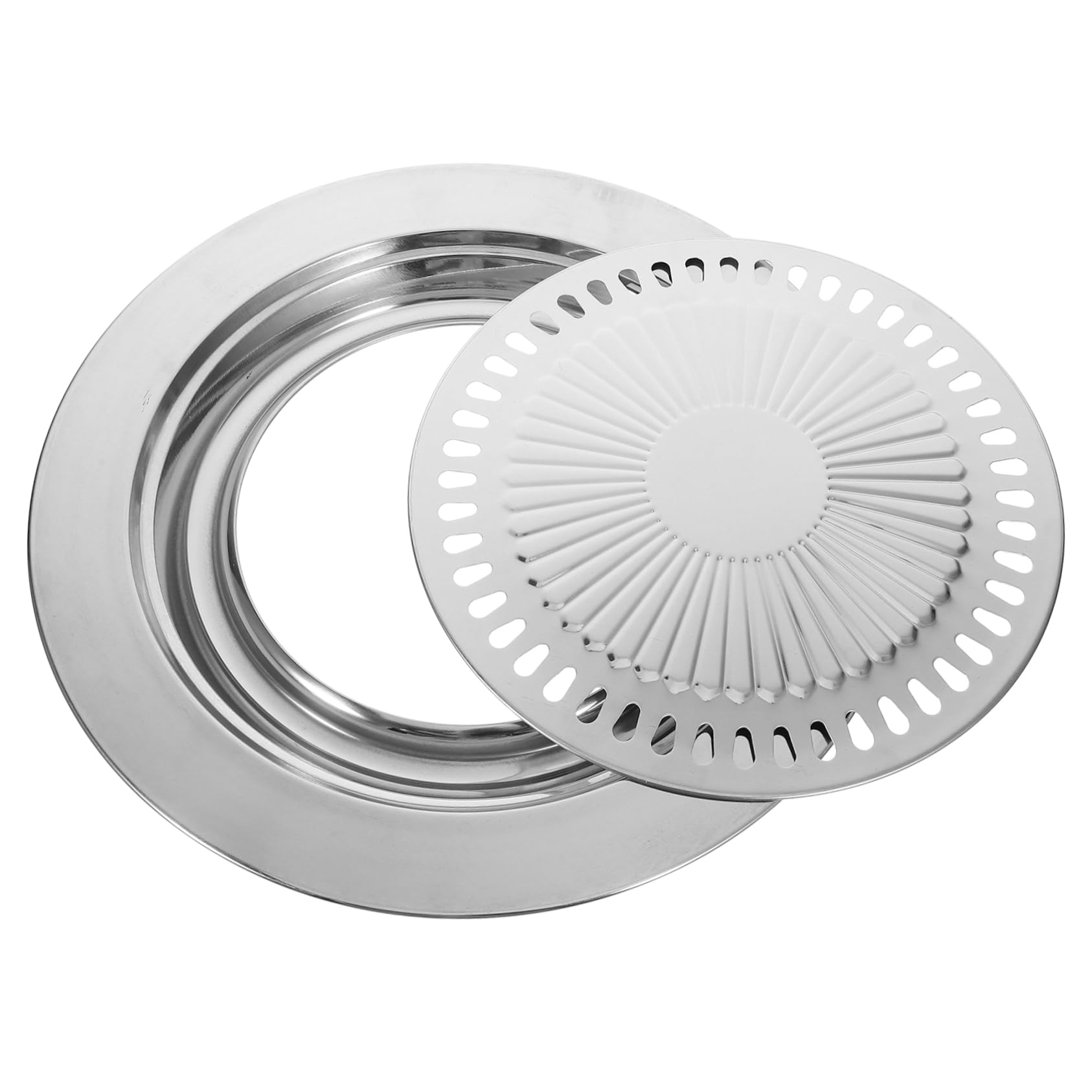 CONGARTENO Heavy-duty Stainless Steel Korean Pan Non-stick Indoor Stovetop Griddle for Outdoor Cooking Round for Home and Camping