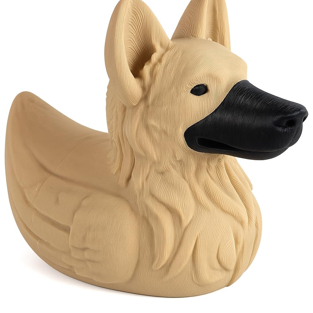 German Shepherd Duck Figurine – Funny 4x4 Rubber Duck for Vehicle Ducking, Cruise Hiding & Dog Lovers – Dashboard Collectible Gift for Off-Road &